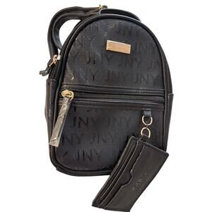 Jones New York Signature Mini Backpack in embossed black with gold hardware Tag